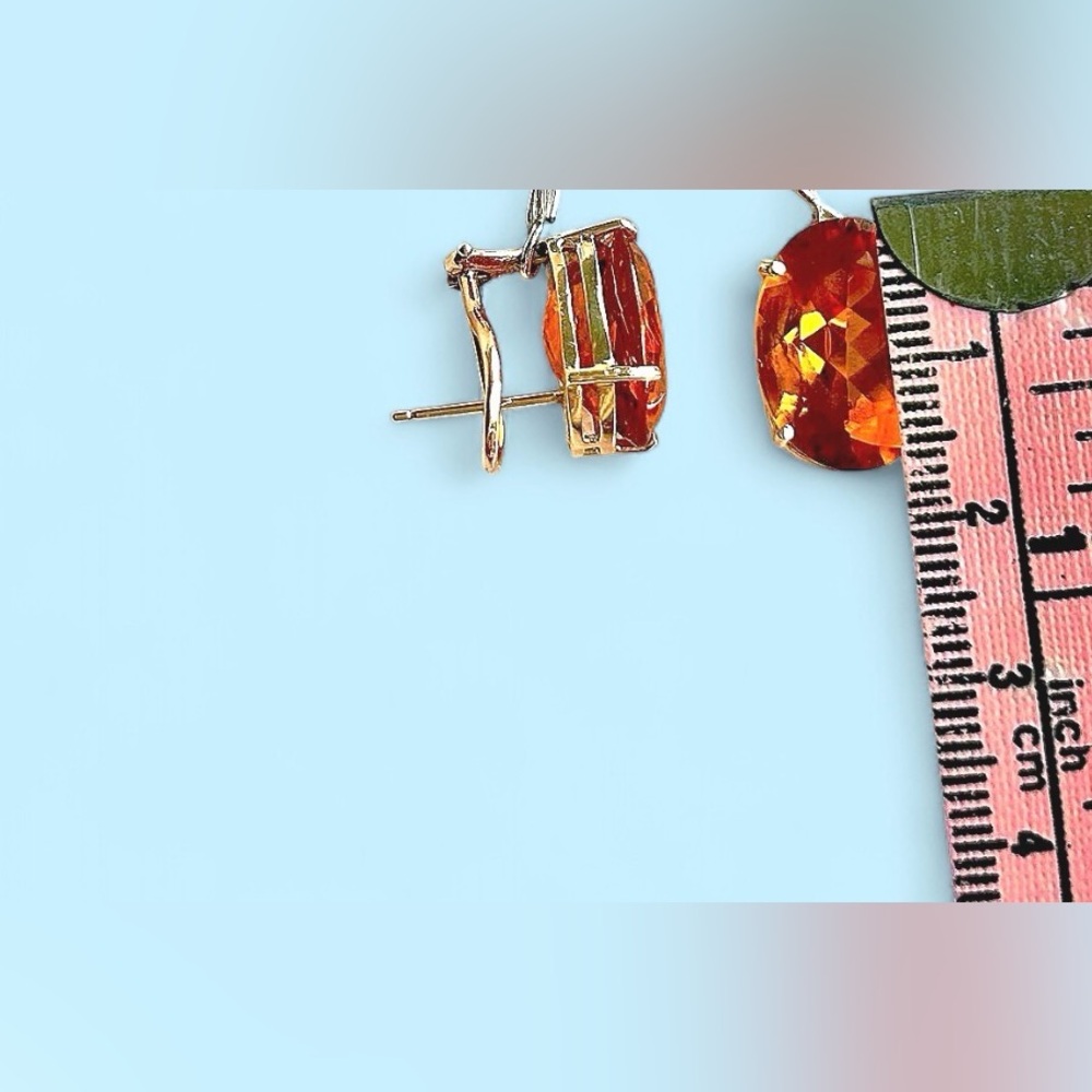 Exquisite Oversized AAA Madeira Citrine & 14K Gold Lever Back Earrings - Picture 8 of 15